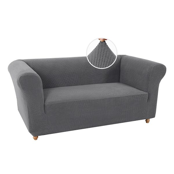 Tvåsitsig Polyester Sofföverdrag - Retro Tuftad, Halkfri, Stretchig Soffskydd Grey Grey