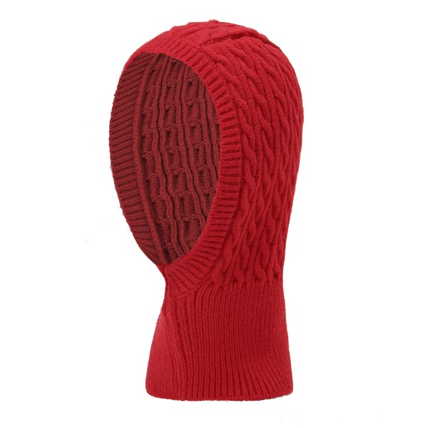 Balaclava varmt hættetørklæde, strik vinterhatte Beanie hat Rød