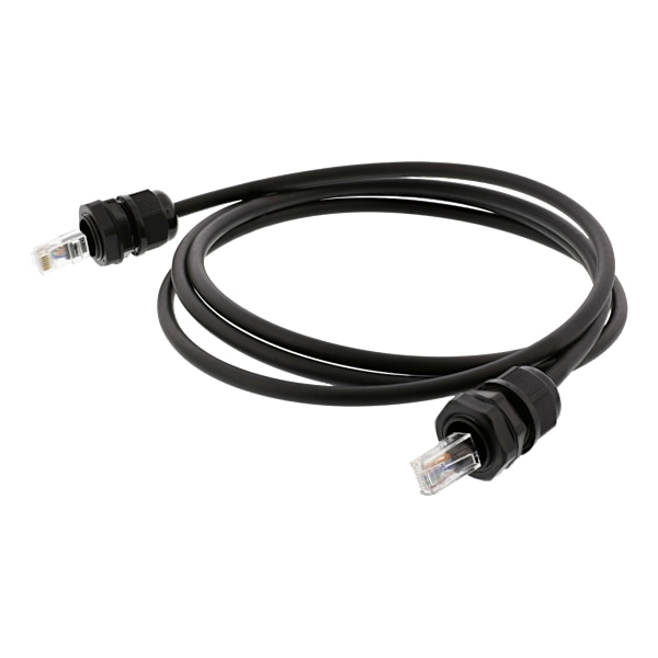 S/FTP Cat6a patch cable, 1m, IP68, PG13.5, black