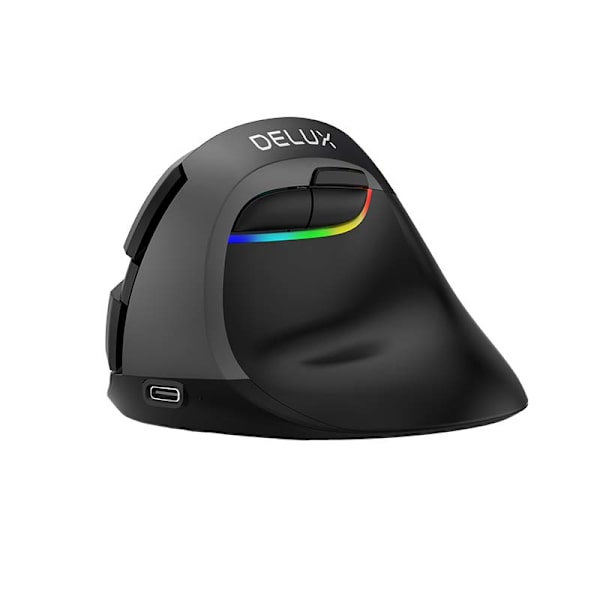 Trådlös vertikal mus Delux M618Mini BT+2.4G RGB 4000DPI (järngrå)