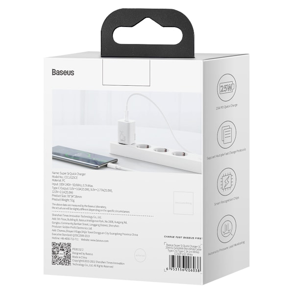 Väggladdare Baseus Super Si Quick Charger 1C 25W (vit)