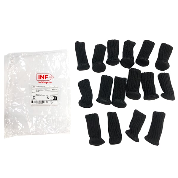 Strikkede stolesokker / møbelfødder, 16-pak Black Black