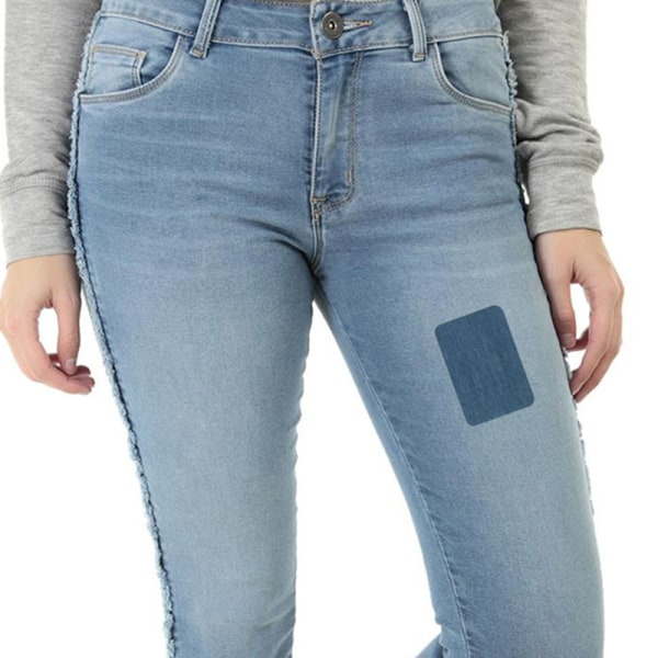 Fyrkantiga stryka-på laglappar för jeans 5-pack Denim blå 12.5x12.5 cm