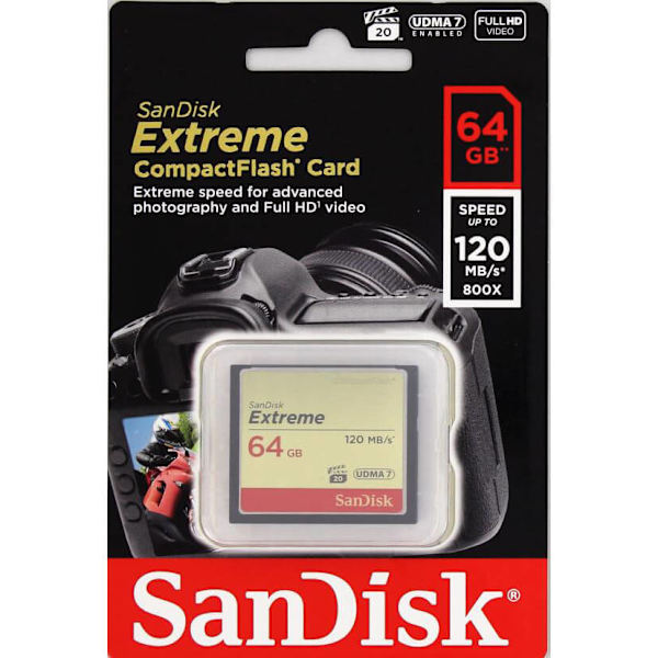SANDISK Minneskort CF Extreme 64GB 120MB/s UDMA7
