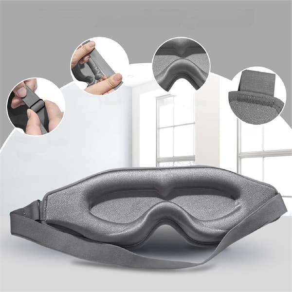 3D Konturformet Sovemaske - Memory Foam, Nul Tryk, Lysblokering, Komfortabel og Justerbar for Optimal Søvn Grey Grey