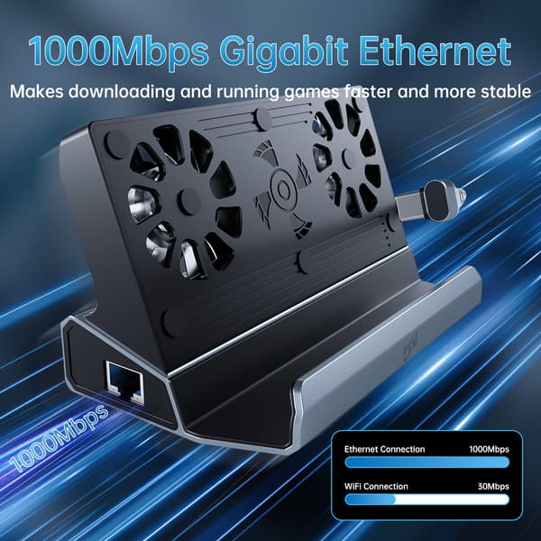 10-i-1 USB-C Dockingstation med Dobbelt Ventilator Køling, kompatibel med Steam Deck