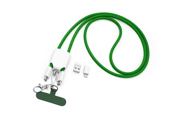 4-i-1 snabbladdande lanyard-datakabel Green Green