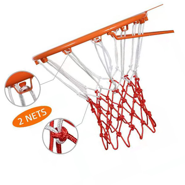 Rött och vitt basketnät - 3,0 mm polypropen