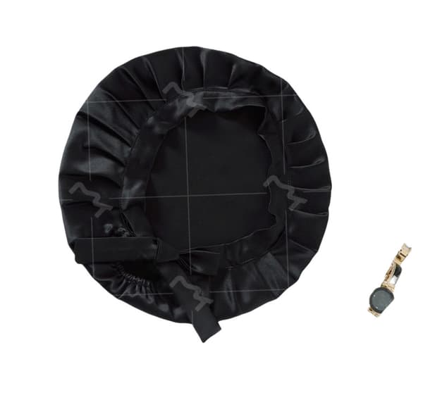 Justerbar sidenmössa för kvinnor, 100 % sidenmössa Black Black