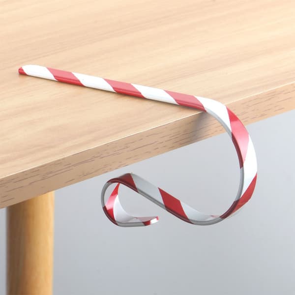 4-pak rustfri stål 12 cm strømpekroge - pejs- og julepyntbøjler White+Red White+Red