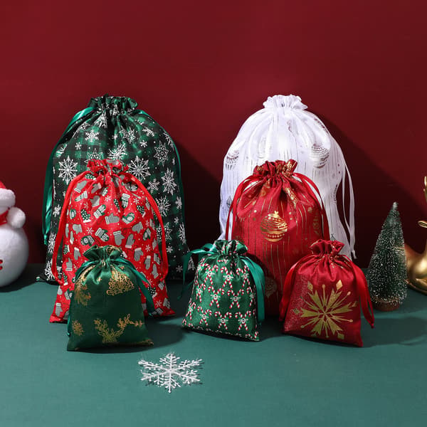 Julebomulds snørelukningsposer 30x40cm (2-pak) - Festlige gaveposer