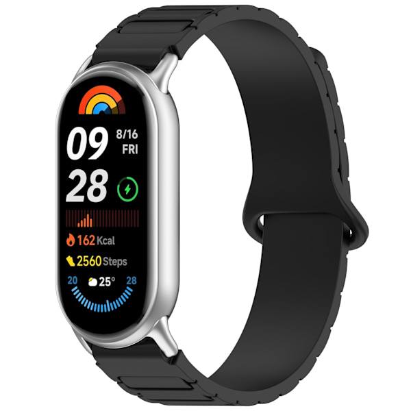 12MM magnetisk silikonerem til Xiaomi Mi Band 8/9 Sort