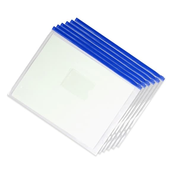 A4 PVC Gennemsigtige Lynlåsmapper - 6-pak til Dokumentorganisation Blue Blue