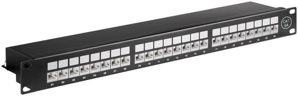 CAT 6A 19 tums (48,3 cm) kopplingspanel, 24 portar (1 HE)
