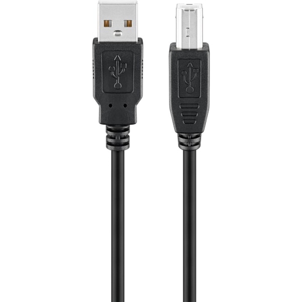 USB-A til USB-B kabel, 5 m, sort