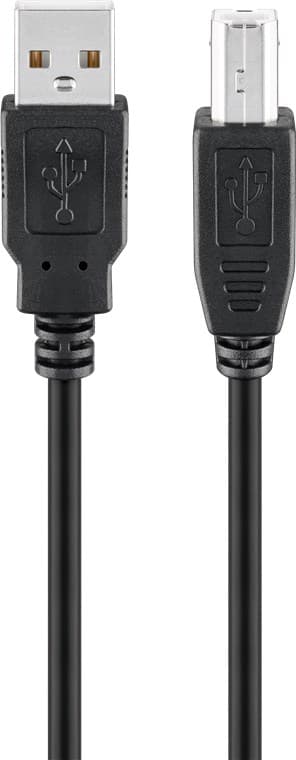 USB-A till USB-B-kabel, 5 m, svart