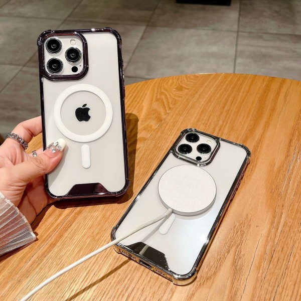 Sähköpinnoitettu magneettikuori iPhone 15 -sarjalle iPhone 15 Pro Hopea