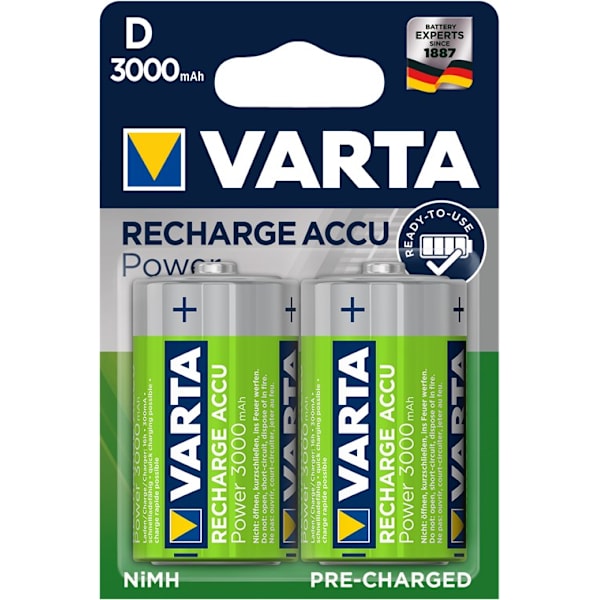 D (Mono)/HR20 (56720) laddningsbart batteri - 3000 mAh, 2 st. i blister