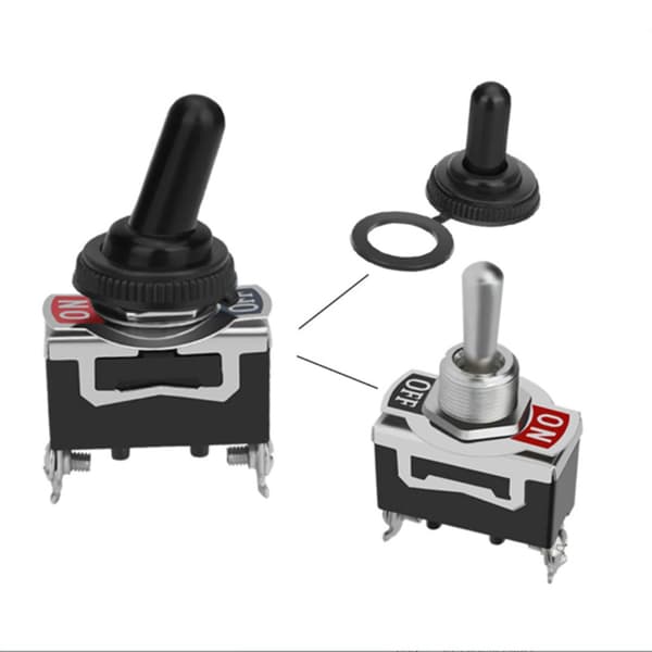 2-växlad vippströmbrytare med vattentätt lock (5-pack) Black Black