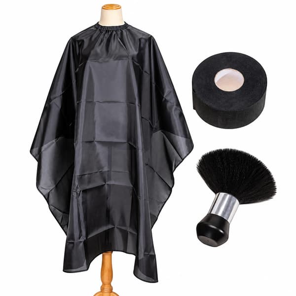 Frisörkappa med Nackborste & Halsremsor Black Black