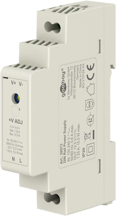 Virtalähde DIN-kiskoon 12 V, 1,25 A, 15 W