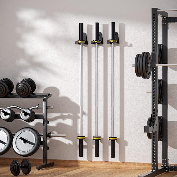 Väggmonterad skivstångshängare, Gym Förvaringsställ för Tyngdlyftning Modell 3