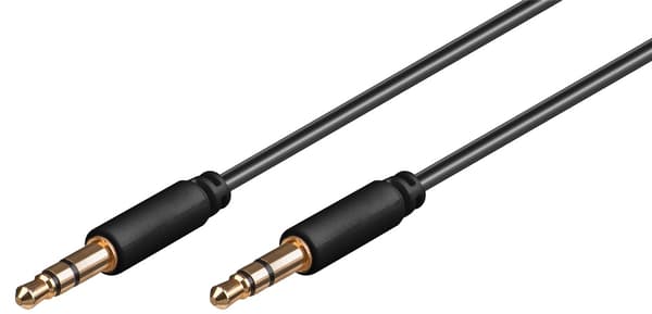 Ljudanslutningskabel AUX, 3,5 mm stereo 3-stift, smal, CU