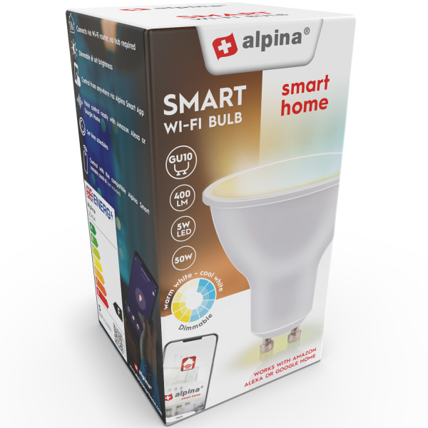 Alpina WiFi Smart GU10 LED Varm/Kall Vit 4,9W