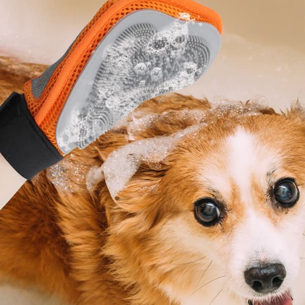 Kæledyrsbadehandske: Blid massage og effektiv rengøring til hunde og katte Lyserød