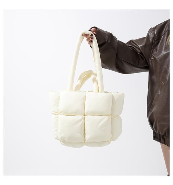 Stor puffer Tote Bag Skuldertaske White White