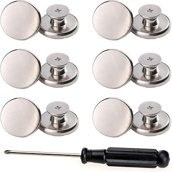 12-pack Silver Jeansknappar - Enkel Ersättning & Reparation