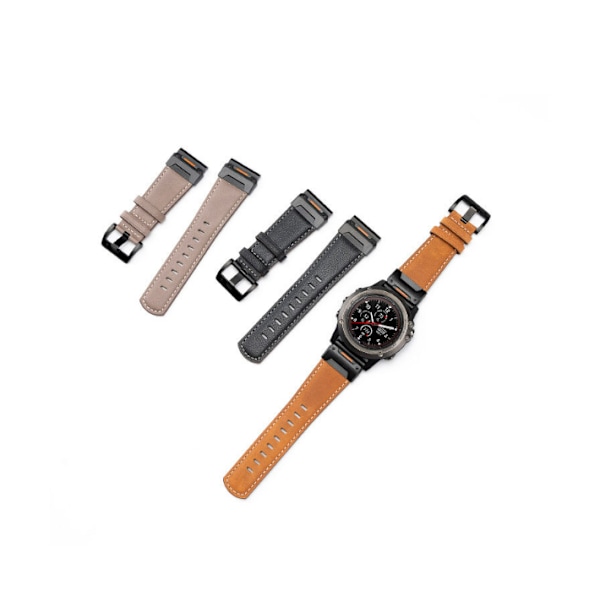 Ægte læderurrem til Garmin Fenix 8/7X/7/6/5/965 Grå 26 mm