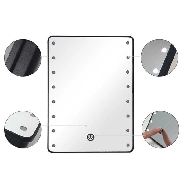 LED Sminkspegel med Ställ - Touch Dimbara, 3-Vägs Belysning, 255x185mm Black Black
