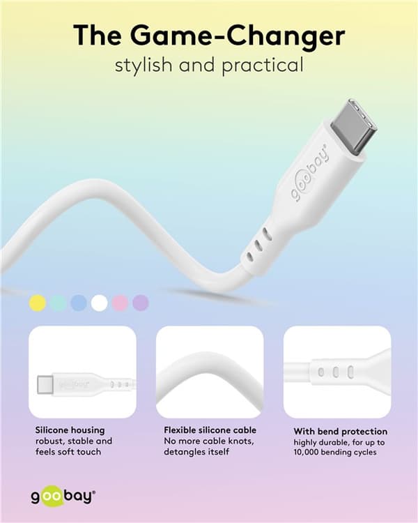 USB-C™-silikonikaapeli, 1,5 m, keltainen