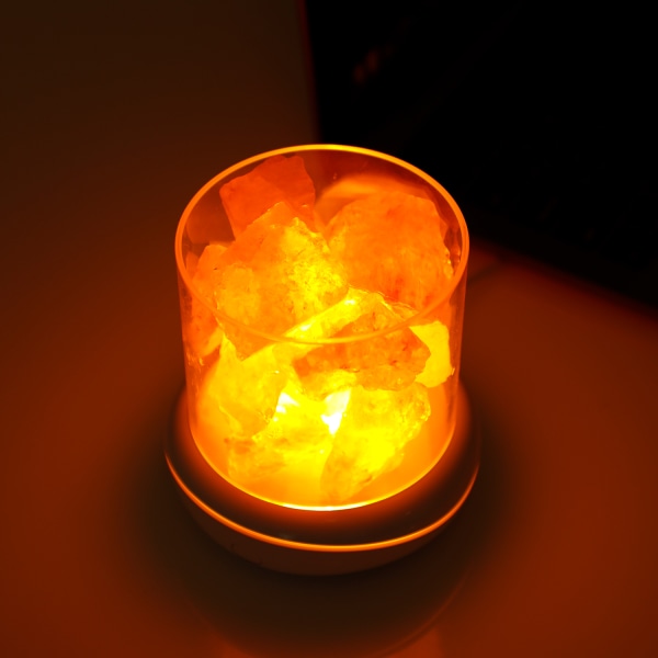 Saltstenslampa USB Aromaterapi Vit/Orange
