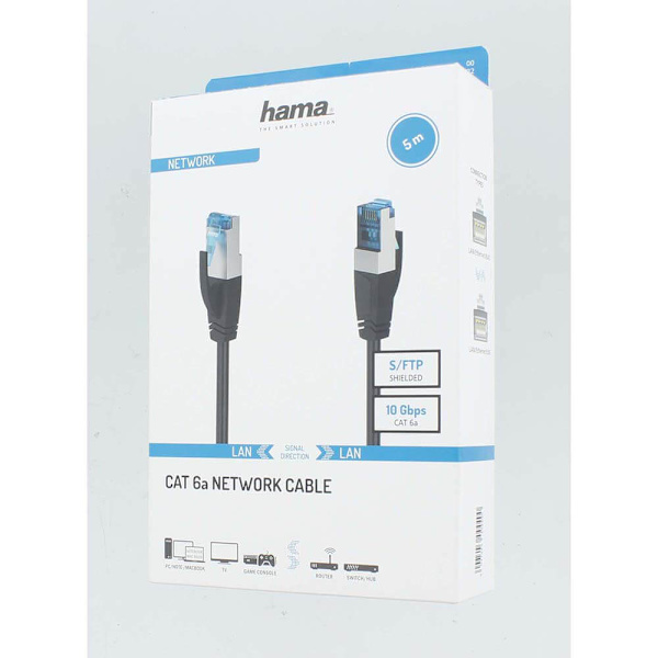 Nätverkskabel CAT6a S/FTP 5.0m Svart