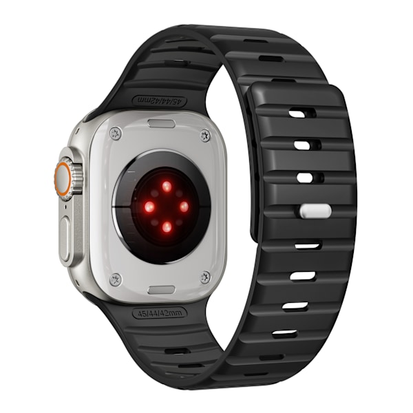 Magnetiskt silikonarmband för Apple Watch - Svart/Orange (38/40/41mm) Svart