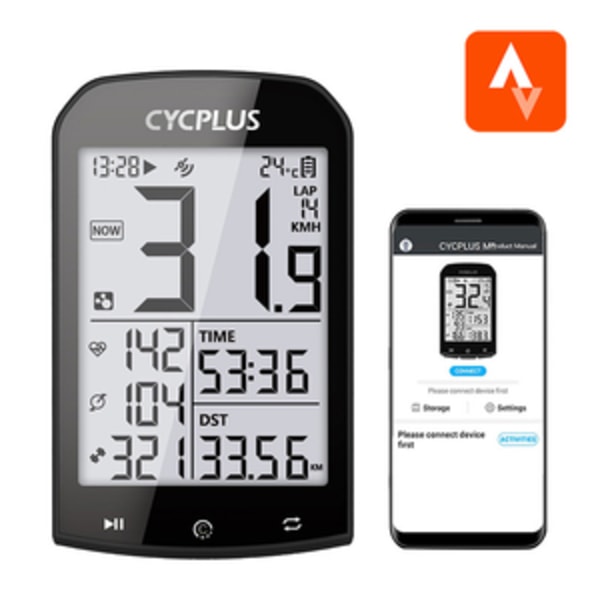GPS cykelcomputer Cycplus M1 - kompatibel med Strava, Trainingpeaks mm.