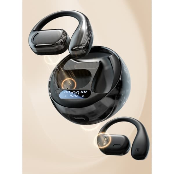 M76 åbne Bluetooth-hovedtelefoner med knogleledning, touchstyring, klare opkald og 6,5 timers brug til arbejde og rejser Black Black