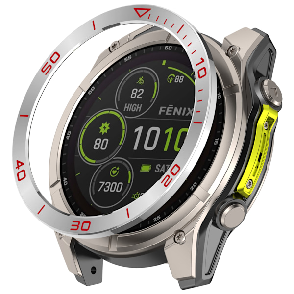 Garmin Tactix 8 47mm Bezel: Sølv-Rød Tidszone Edition