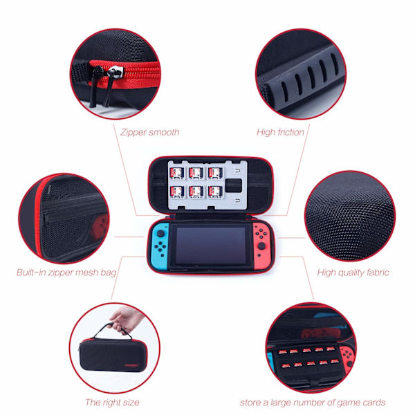 Nintendo Switch -yhteensopiva suojakotelo lisävarusteineen