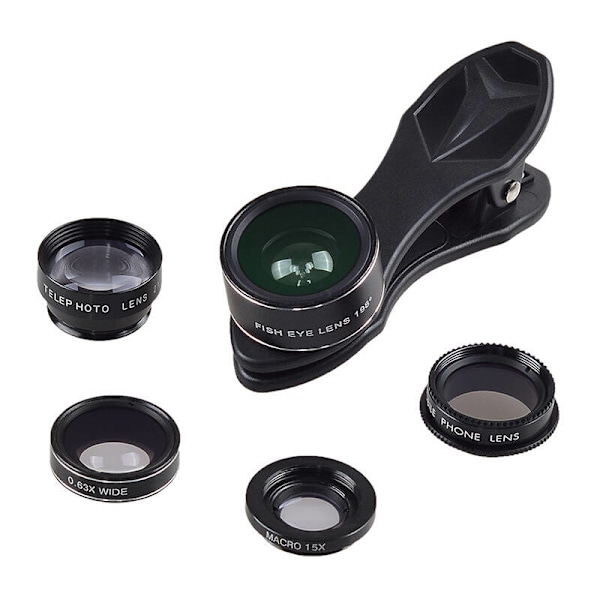 Mobillinssats APEXEL APL-DG5H 5 i 1 universal (svart)