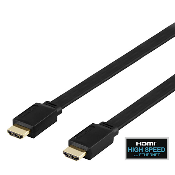 Flat High Speed with Ethernet HDMI cable, 1m, black
