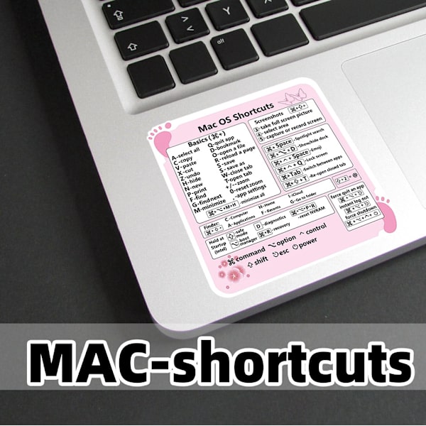 Tangentbordsdekal med Mac-genvägar Vit