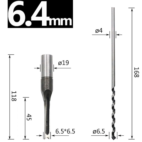 Träborr- Fyrkantig Borr för Exakta Hål 7 mm