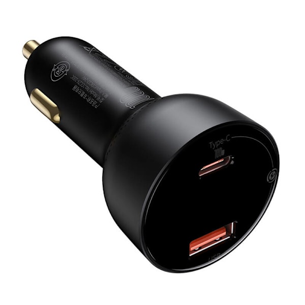 Billaddare Baseus Superme, USB, USB-C, 100W + USB-C-kabel (svart)