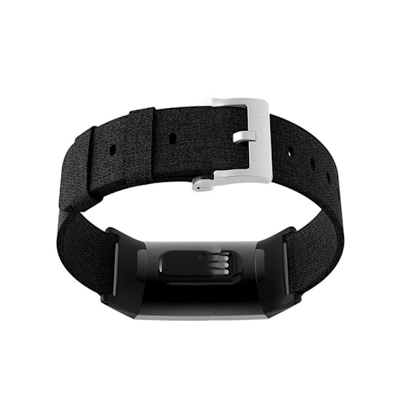 Canvas-nailonkellohihna Fitbit Charge 3:lle Musta