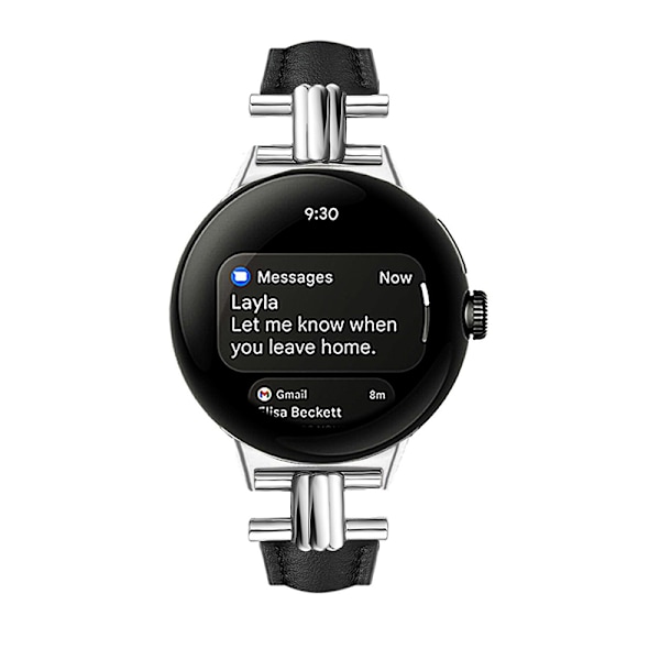 Armband i äkta Läder för Google Pixel Watch 3 Svart 45 mm