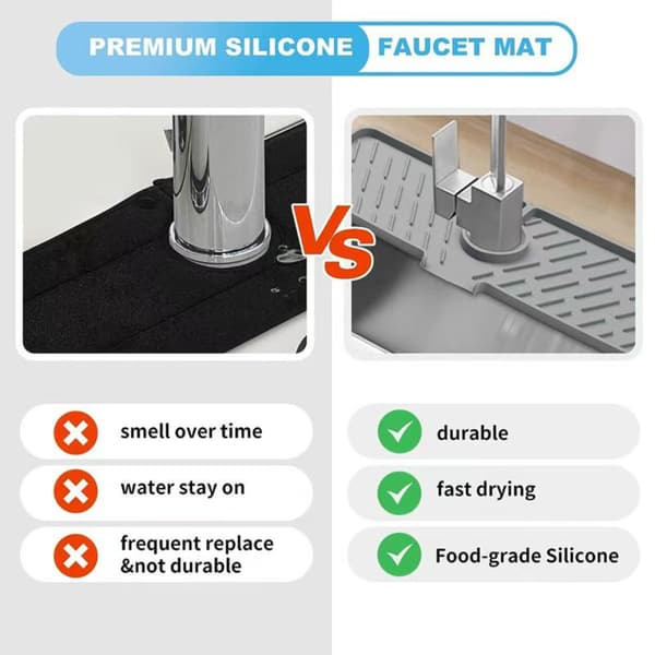 Multifunktionel foldbar vandhane drypmåtte stor silikone vandhane pad Grey Grey
