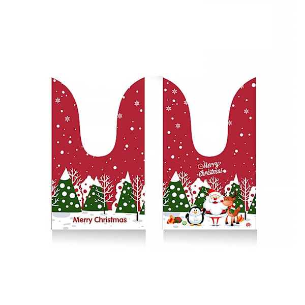 Röda Julgodisväskor med Snömotiv - 50-pack Dragsko Presentpåsar